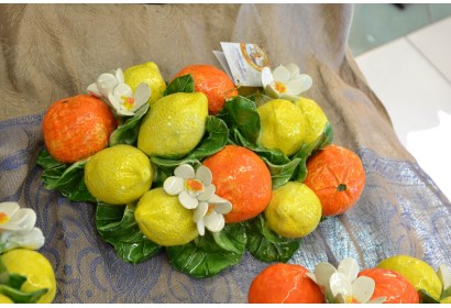 Composizione da Tavolo Limoni Ovale Arance e Fiori