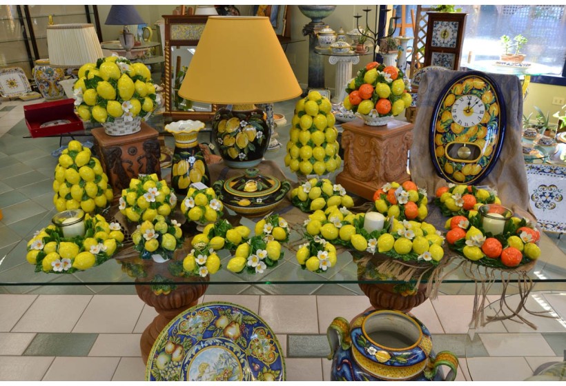 Centerpiece Candleholder Round Oranges, Lemons and Flowers
