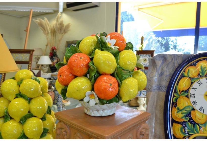 Cesto Tondo Arance, Limoni e Fiori