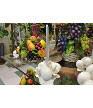 Portacandela Frutta Bianco Patinato