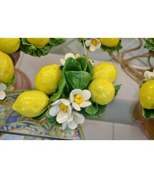 Porta Candela Ovale Limoni e Fiori