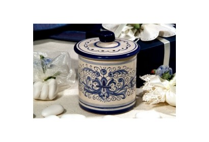 Sugar Bowl Cylindrical Ricco Deruta Blue