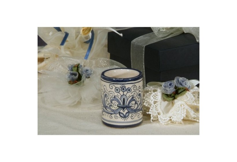 Toothpick Holder Cylindrical Ricco Deruta Blue