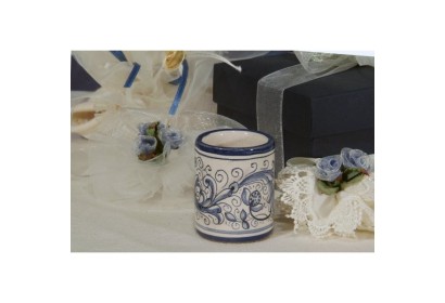 Toothpick Holder Cylindrical Ricco Deruta Blue