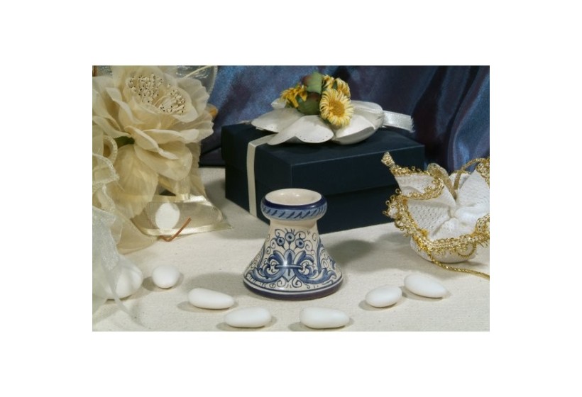 Toothpick Holder Candle Flared Ricco Deruta Blue