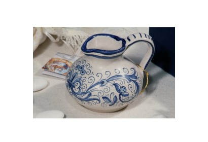 Small Jug Cruet Potbellied Ricco Deruta Blue