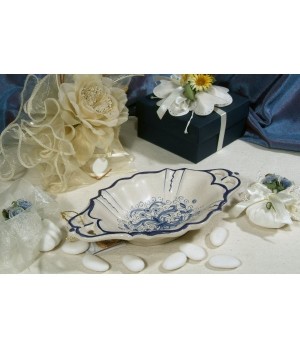 Small Bowl Oval SIM with Handles Ricco Deruta Blue