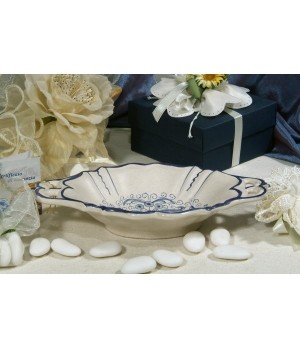 Small Bowl Oval SIM with Handles Ricco Deruta Blue