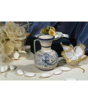 Small Vase Potbellied Ricco Deruta Blue
