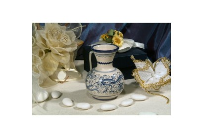 Small Vase Potbellied Ricco Deruta Blue
