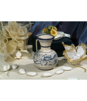 Small Vase Potbellied Ricco Deruta Blue