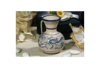 Small Vase Potbellied Ricco Deruta Blue