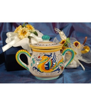 Sugar Bowl Potbellied with Handles Raffaellesco