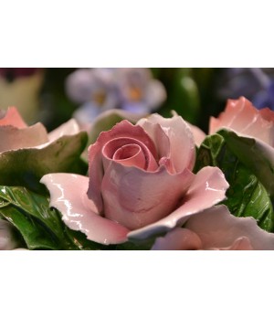 Composizione da Tavolo Ovale Rose Rosa