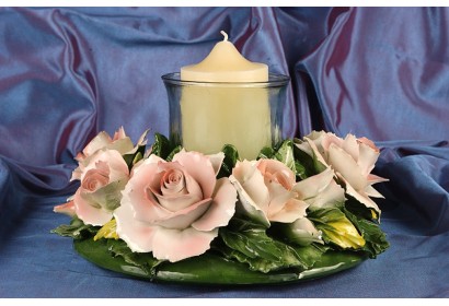 Centerpiece Candleholder Round Pink Roses