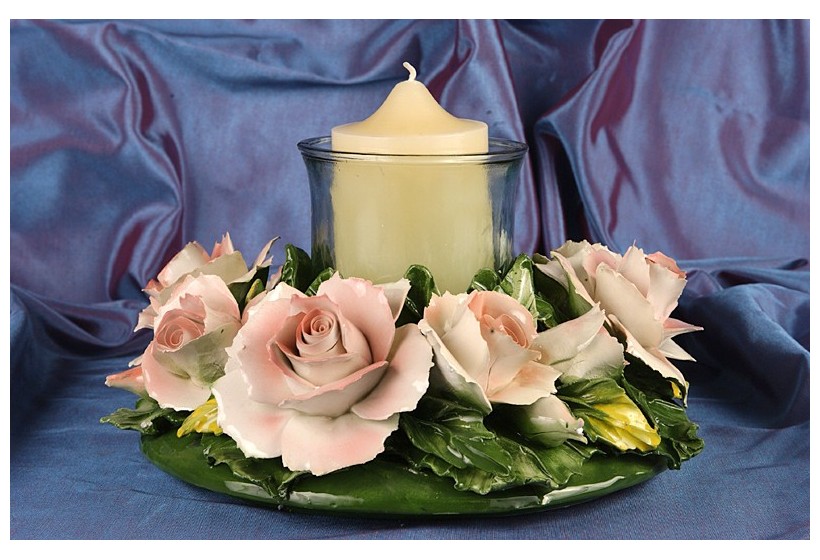 Centerpiece Candleholder Round Pink Roses