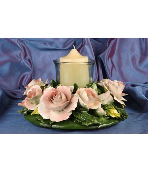 Centerpiece Candleholder Round Pink Roses