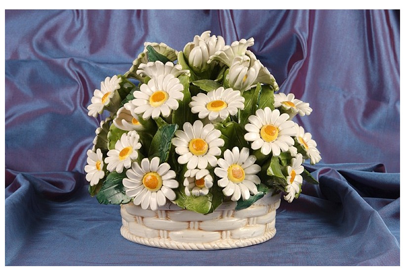 Round Basket Daisies