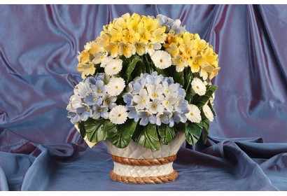 Braided Round Basket Hydrangeas and Buds