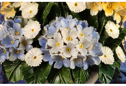 Braided Round Basket Hydrangeas and Buds