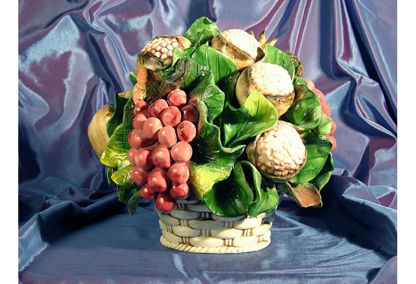 Round Basket Grapes and Pomegranate