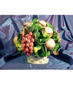 Round Basket Grapes and Pomegranate