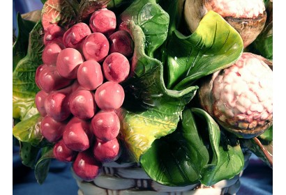 Round Basket Grapes and Pomegranate