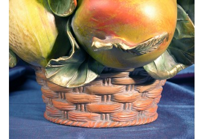Round Basket Fruit Gold Wood