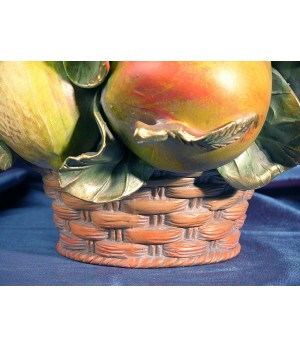 Round Basket Fruit Gold Wood