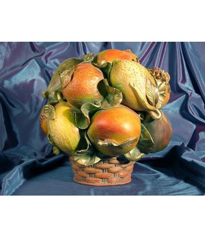 Round Basket Fruit Gold Wood