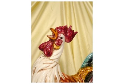 Rooster Decorated Patinated Open Beak