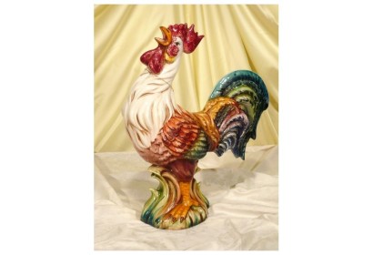 Rooster Decorated Patinated Open Beak