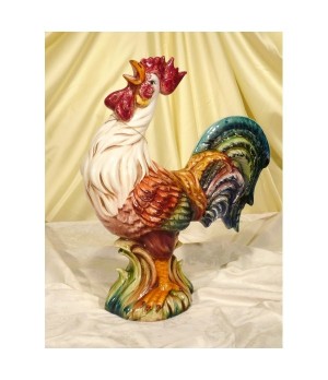 Rooster Decorated Patinated Open Beak