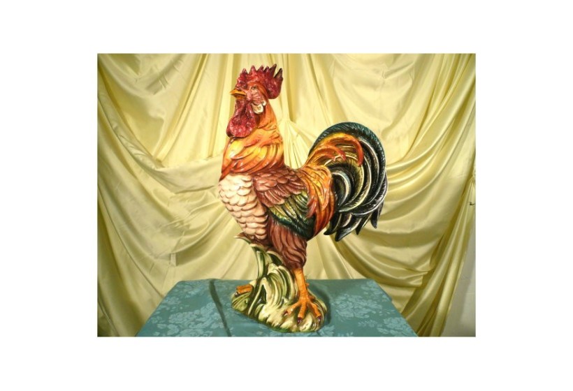 Rooster Decorated Patinated Large