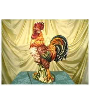 Rooster Decorated Patinated Large