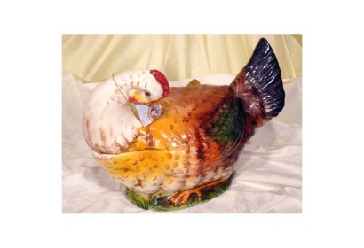 Tureen Hen Decorated Patinated