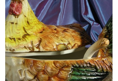 Tureen Hen Large Decorated Patinated