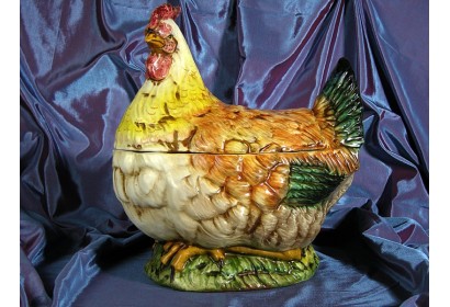 Tureen Hen Large Decorated Patinated