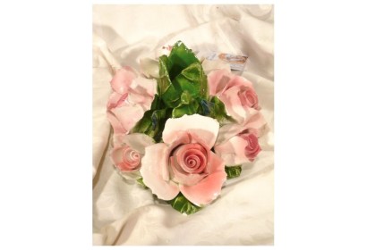 Candleholder Oval Pink Roses