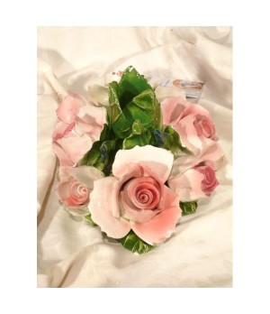 Candleholder Oval Pink Roses