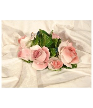 Candleholder Oval Pink Roses