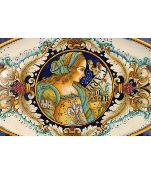 Oval Tray Renaissance with Lady Figure