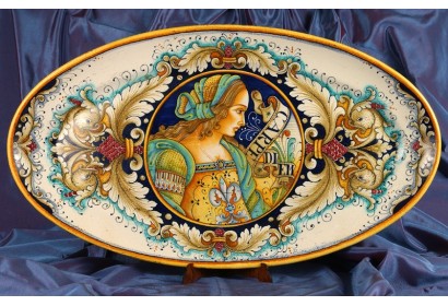Oval Tray Renaissance with Lady Figure