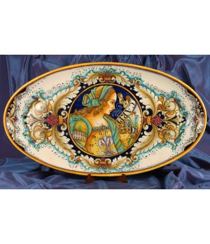Oval Tray Renaissance with Lady Figure
