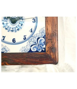 Orologio Quadrato da Parete con Cornice in Legno Vario Blu