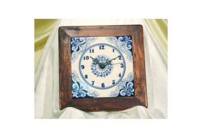 Orologio Quadrato da Parete con Cornice in Legno Vario Blu