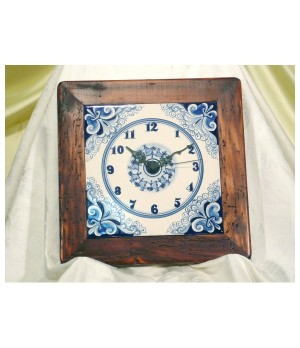 Orologio Quadrato da Parete con Cornice in Legno Vario Blu