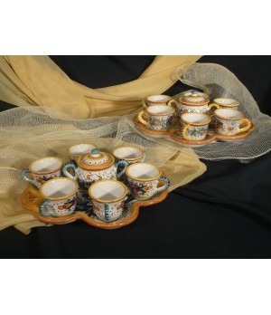 Coffe Set x 6 with Flower Tray and Sugar Bowl Classic