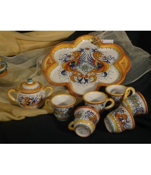 Coffe Set x 6 with Flower Tray and Sugar Bowl Classic