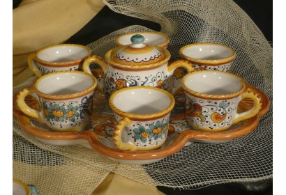 Coffe Set x 6 with Flower Tray and Sugar Bowl Classic